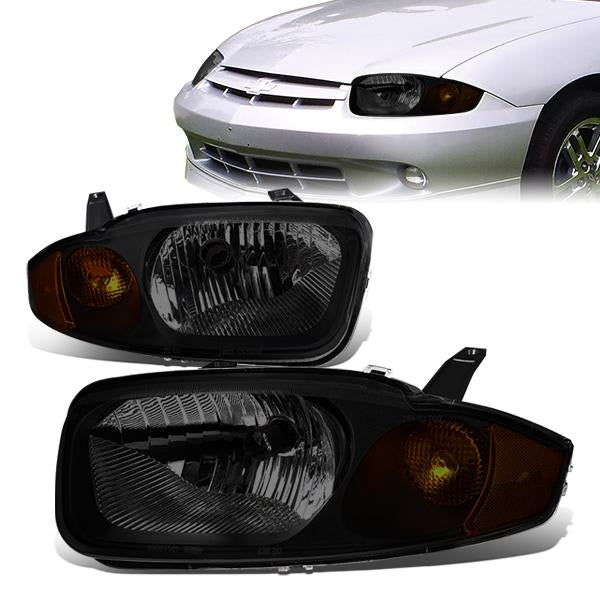 DNA Motoring, 03-05 Chevy Cavalier Headlights - Smoked Housing Amber Corner