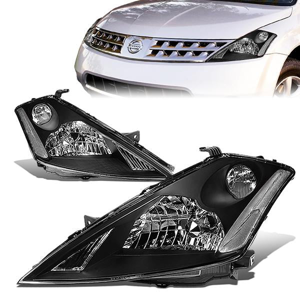 DNA Motoring, 03-07 Nissan Murano Headlights - Black Housing Clear Corner