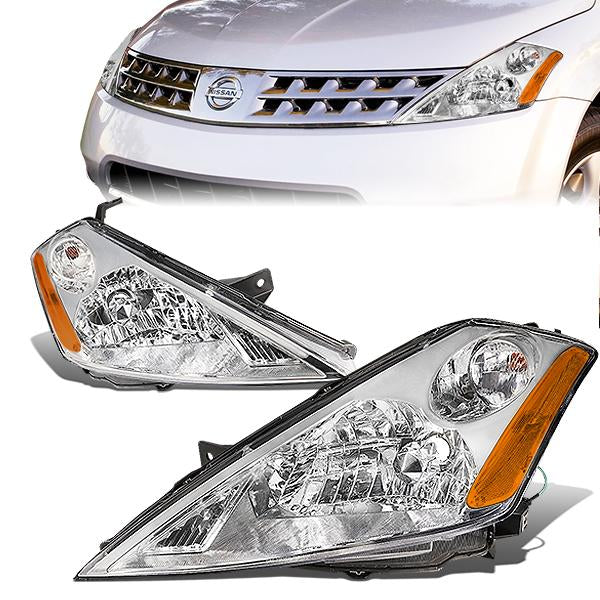 DNA Motoring, 03-07 Nissan Murano Headlights - Chrome Housing Amber Corner