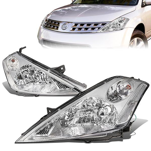 DNA Motoring, 03-07 Nissan Murano Headlights - Chrome Housing Clear Corner