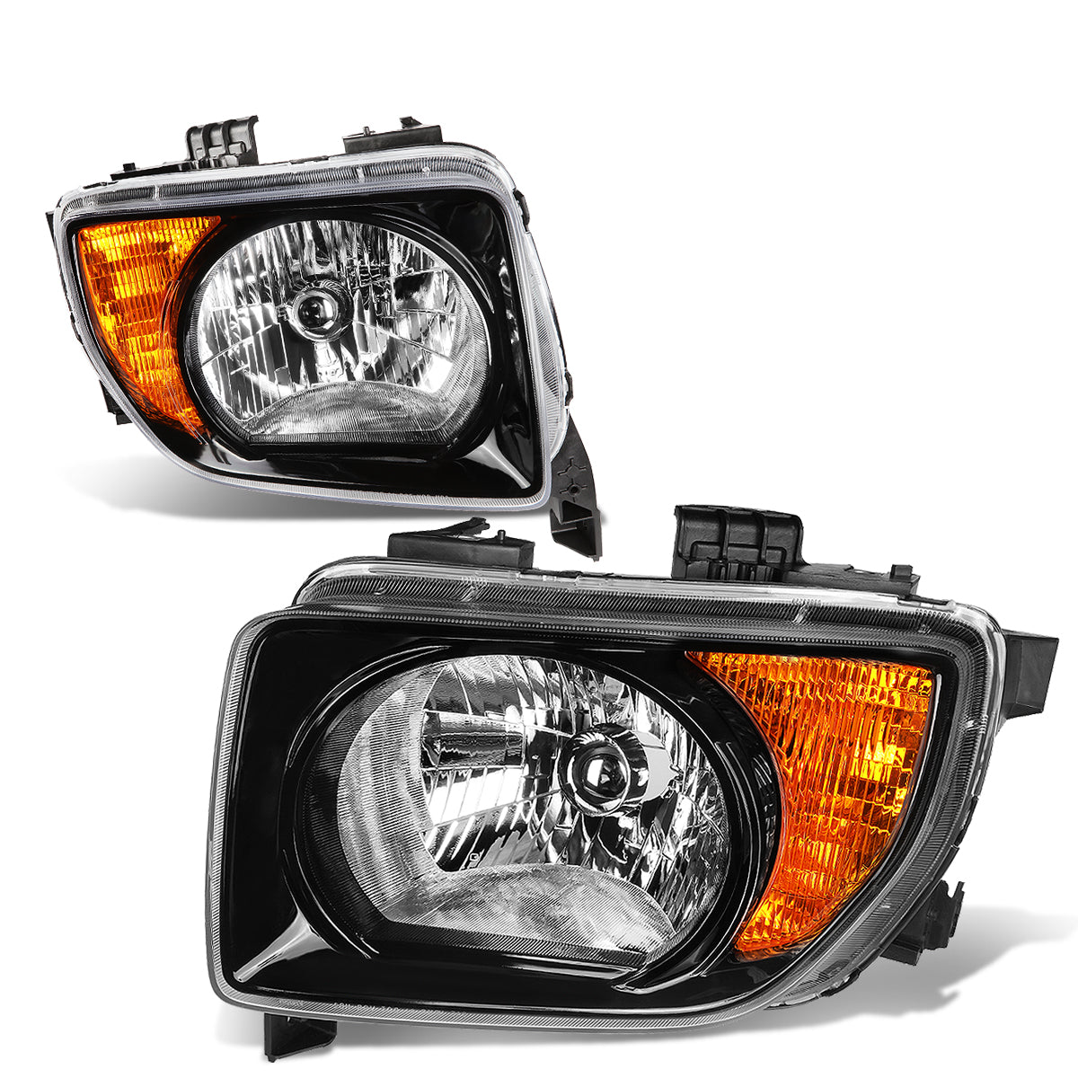 DNA Motoring, 03-08 Honda Element DX/EX/LX Headlights - Black Housing Amber Corner