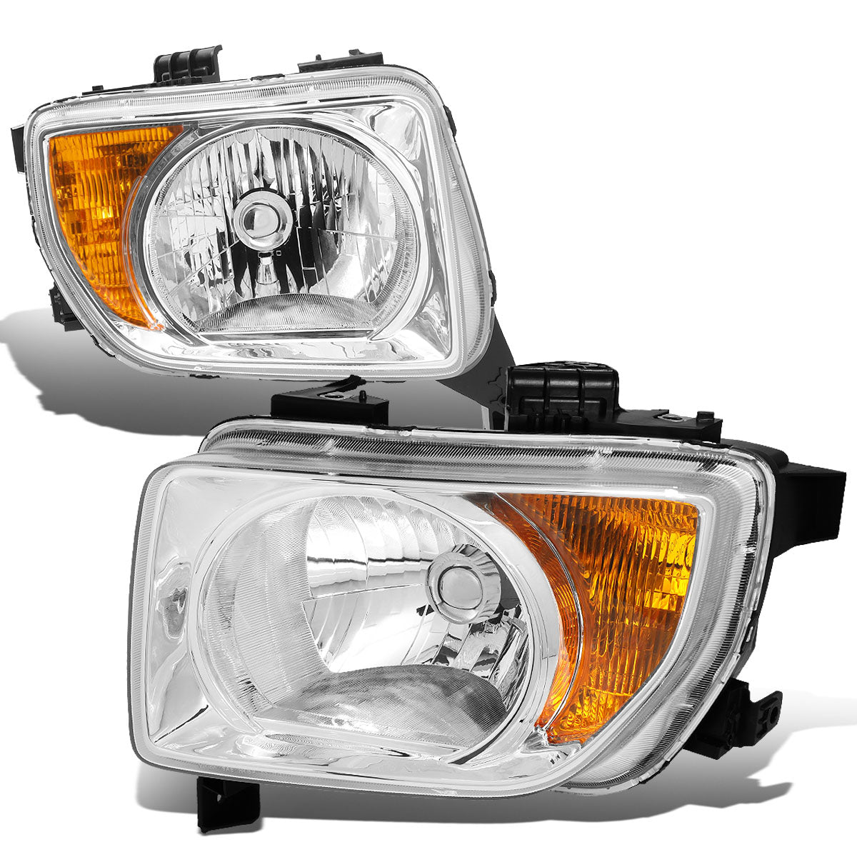 DNA Motoring, 03-08 Honda Element DX/EX/LX Headlights - Chrome Housing Amber Corner