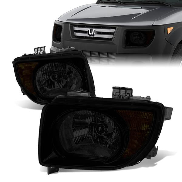 DNA Motoring, 03-08 Honda Element DX/EX/LX Headlights - Smoked Housing Amber Corner