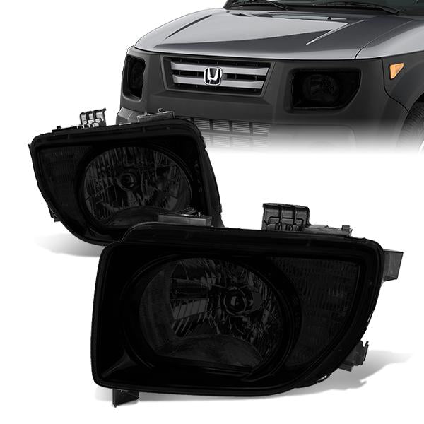 DNA Motoring, 03-08 Honda Element DX/EX/LX Headlights - Smoked Housing Clear Corner