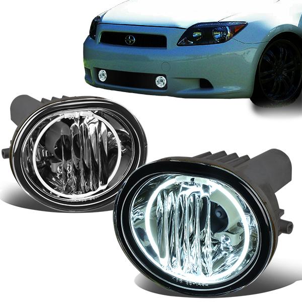 DNA Motoring, 03-08 Toyota Matrix Pontiac Vibe Scion tC Clear Lens Halo-Ring Fog Lights - w/Bulbs