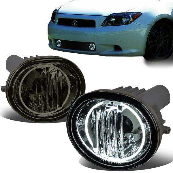 DNA Motoring, 03-08 Toyota Matrix Pontiac Vibe Scion tC Smoked Lens Halo-Ring Fog Lights - w/Bulbs