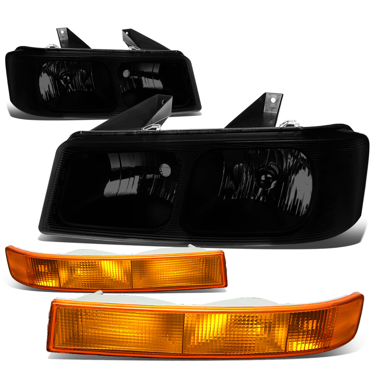 DNA Motoring, 03-20 Chevy Express GMC Savana 1500 2500 3500 Headlights+Amber Bumper Lamps