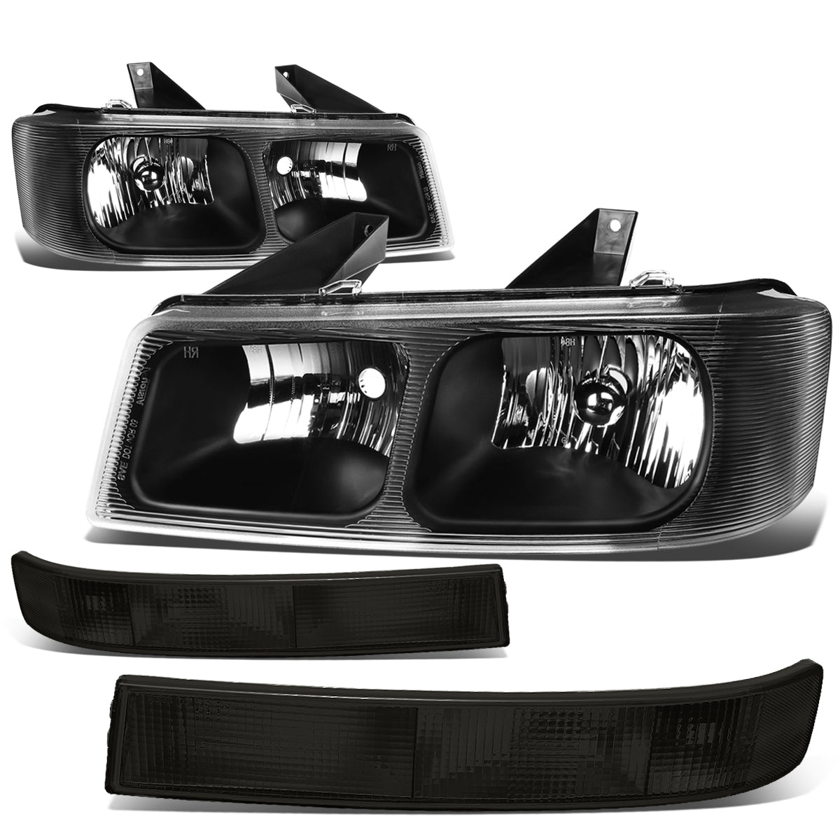 DNA Motoring, 03-20 Chevy Express GMC Savana 1500 2500 3500 Headlights+Smoked Bumper Lamps