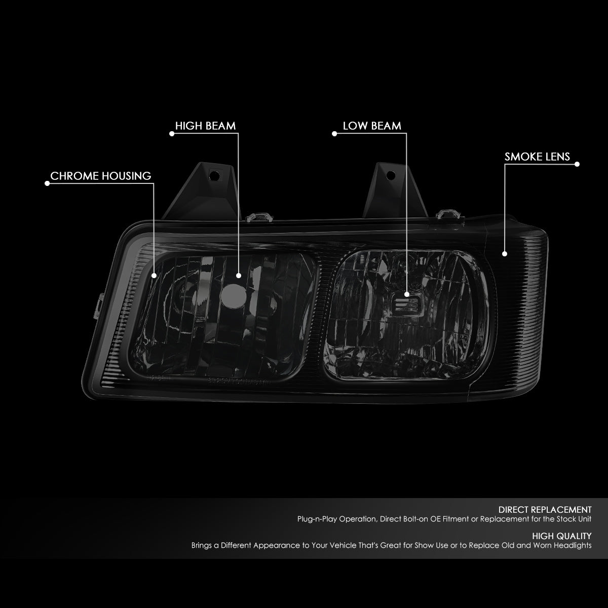 DNA Motoring, 03-22 Chevrolet Express GMC Savana 1500 2500 3500 Headlights - Chrome Smoked