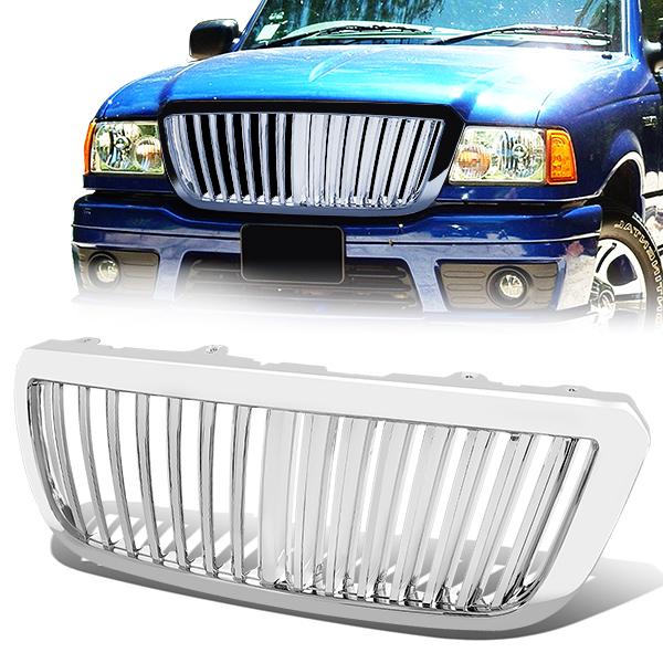 CAAP, 04-05 Ford Ranger Front Grille - Badgeless Vertical Fence Style - Chrome