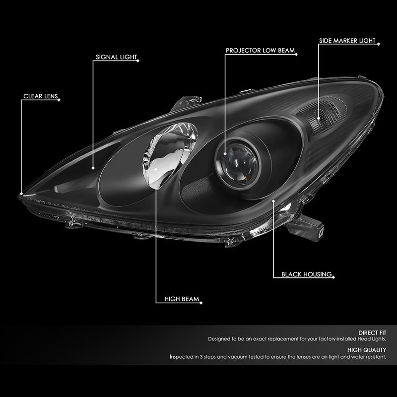 DNA Motoring, 04-06 Lexus ES330 Pair Projector Headlights (Black Housing)