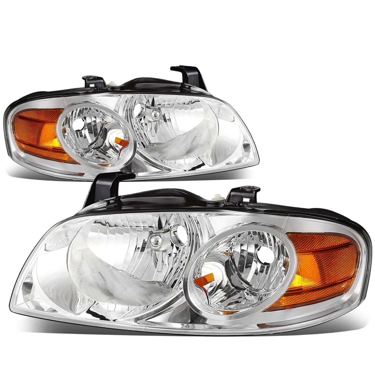 DNA Motoring, 04-06 Nissan Sentra Headlights - Chrome Housing Amber Corner