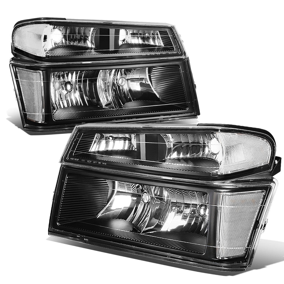 DNA Motoring, 04-12 Chevy Colorado GMC Canyon Headlights+Bumper Lamp - Black Housing Clear Corner