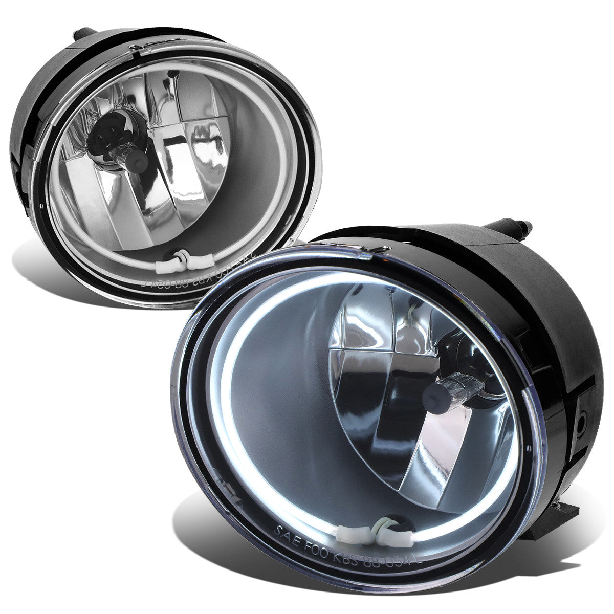 DNA Motoring, 04-15 Nissan Titan Armada Clear Lens Halo-Ring Fog Lights - w/Light Bulbs