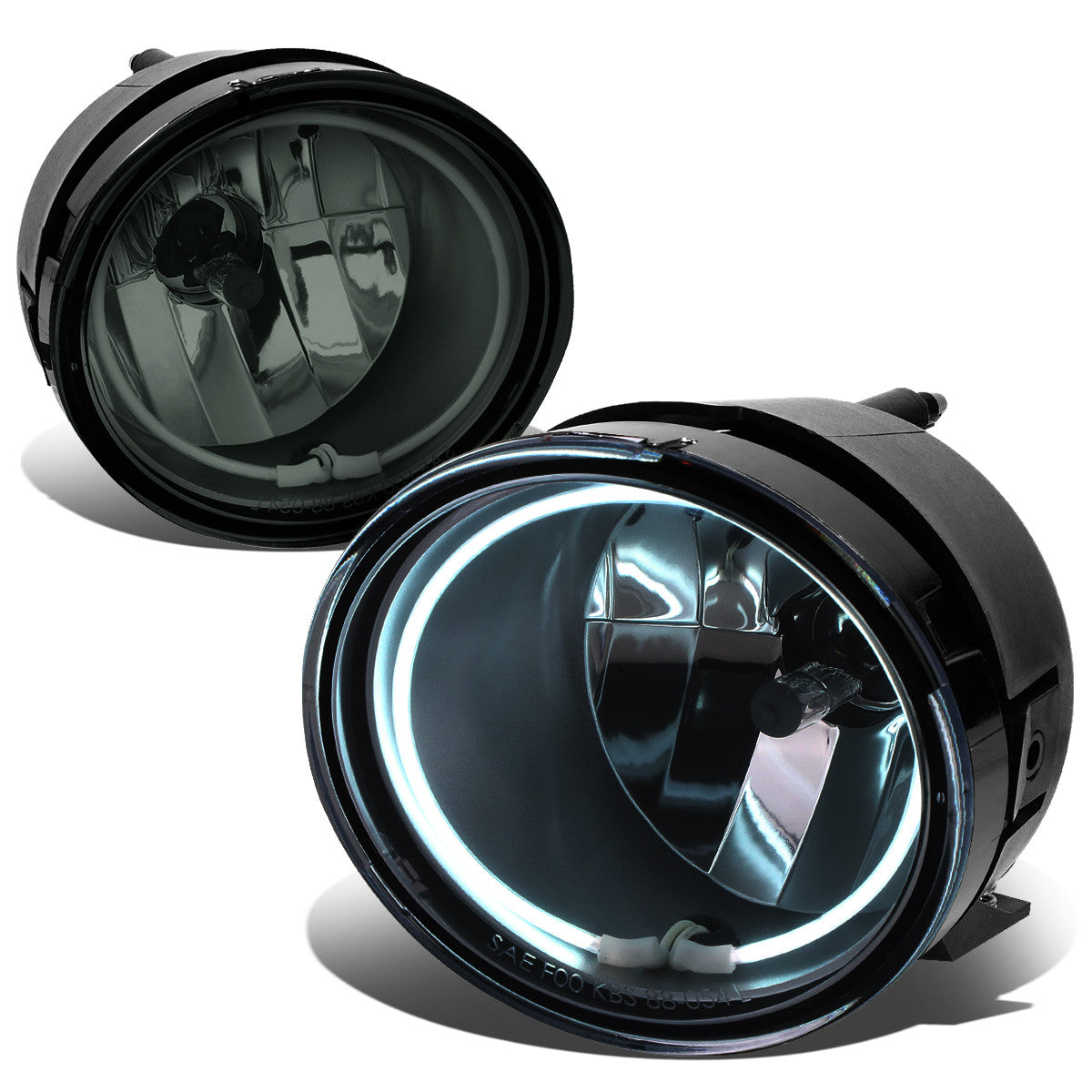 DNA Motoring, 04-15 Nissan Titan Armada Smoked Lens Halo-Ring Fog Lights - w/Light Bulbs