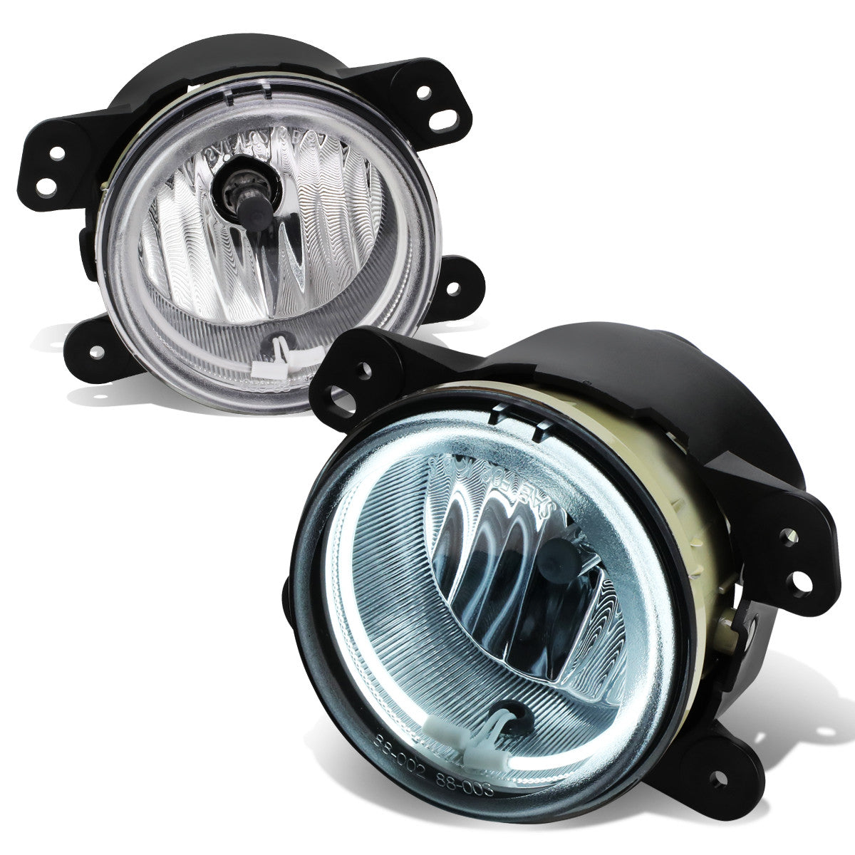 DNA Motoring, 05-10 Chrysler 300 PT Cruiser 07-18 Jeep Wrangler Clear Lens Halo-Ring Fog Lights