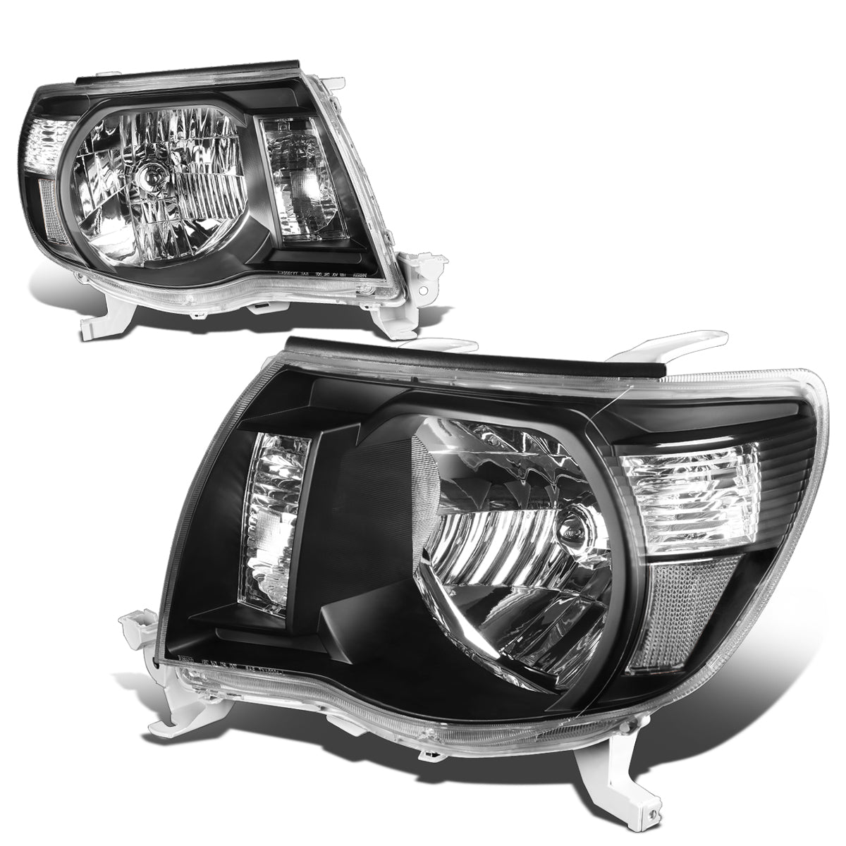 DNA Motoring, 05-11 Toyota Tacoma Headlights - Black Housing Clear Corner