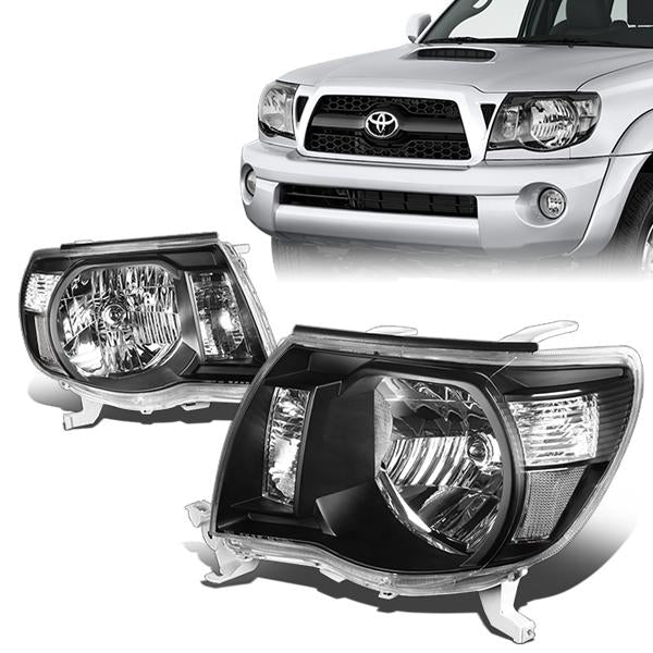 DNA Motoring, 05-11 Toyota Tacoma Headlights - Black Housing Clear Corner