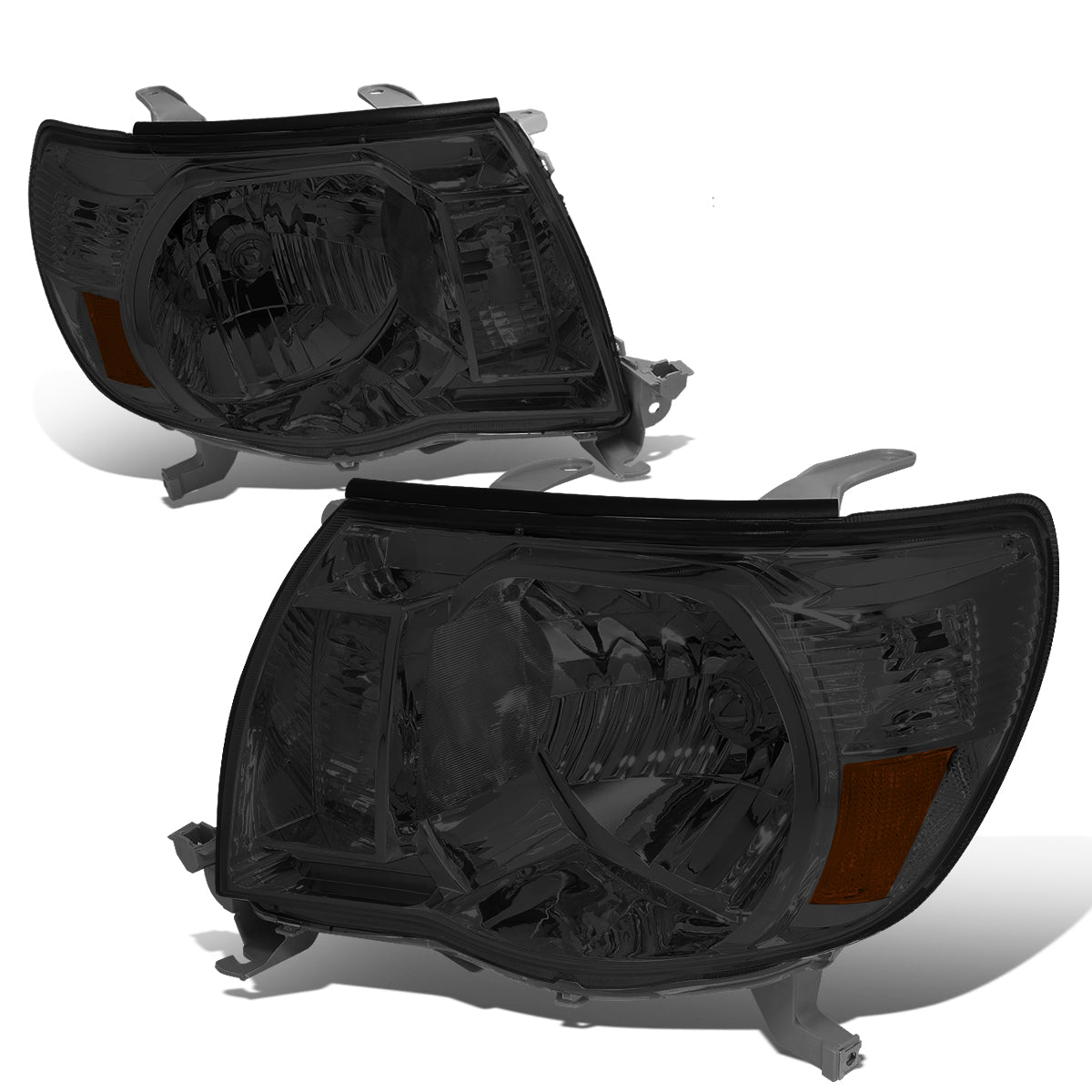 DNA Motoring, 05-11 Toyota Tacoma Headlights - Smoked Housing Amber Corner