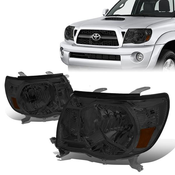 DNA Motoring, 05-11 Toyota Tacoma Headlights - Smoked Housing Amber Corner