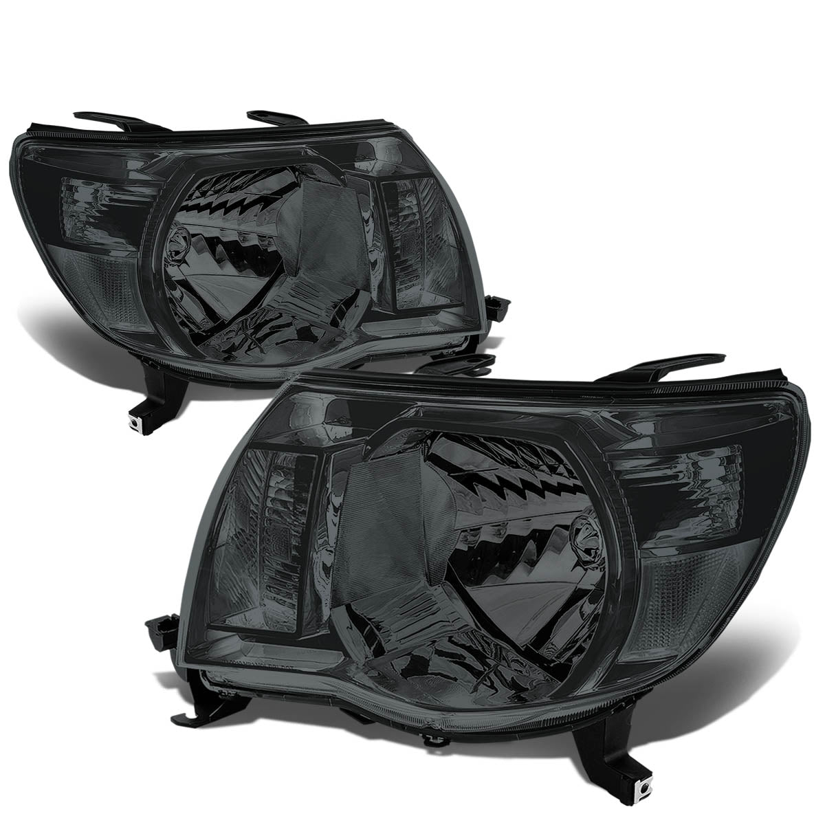 DNA Motoring, 05-11 Toyota Tacoma Headlights - Smoked Housing Clear Corner