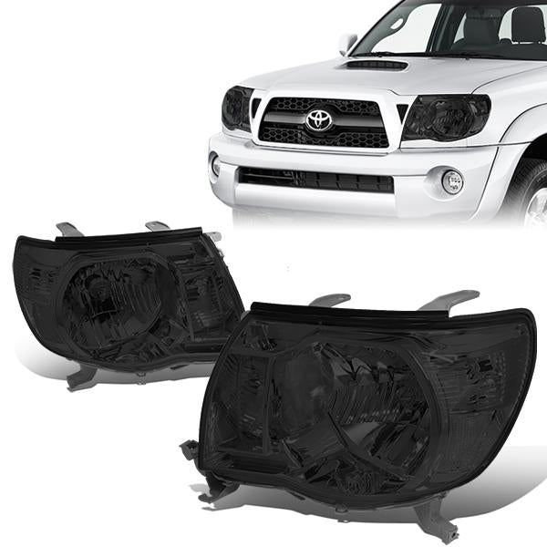 DNA Motoring, 05-11 Toyota Tacoma Headlights - Smoked Housing Clear Corner