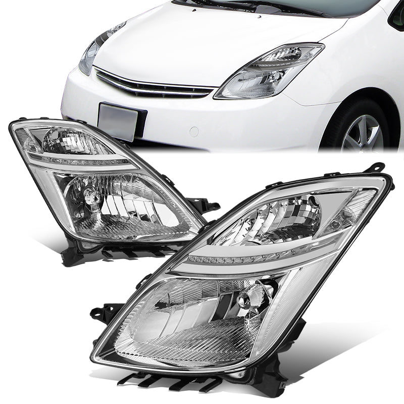 DNA Motoring, 06-09 Toyota Prius OE Style HID Nenon Headlights - Chrome Housing Clear Corner