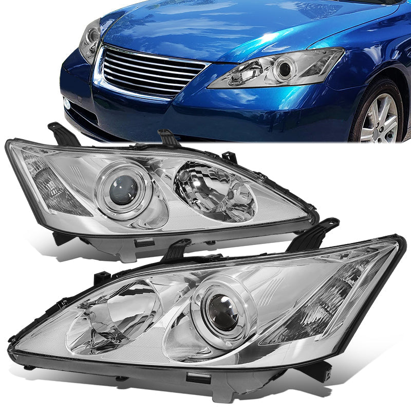 DNA Motoring, 07-09 Lexus ES350 Projector Headlights - Chrome Housing with Clear Corner