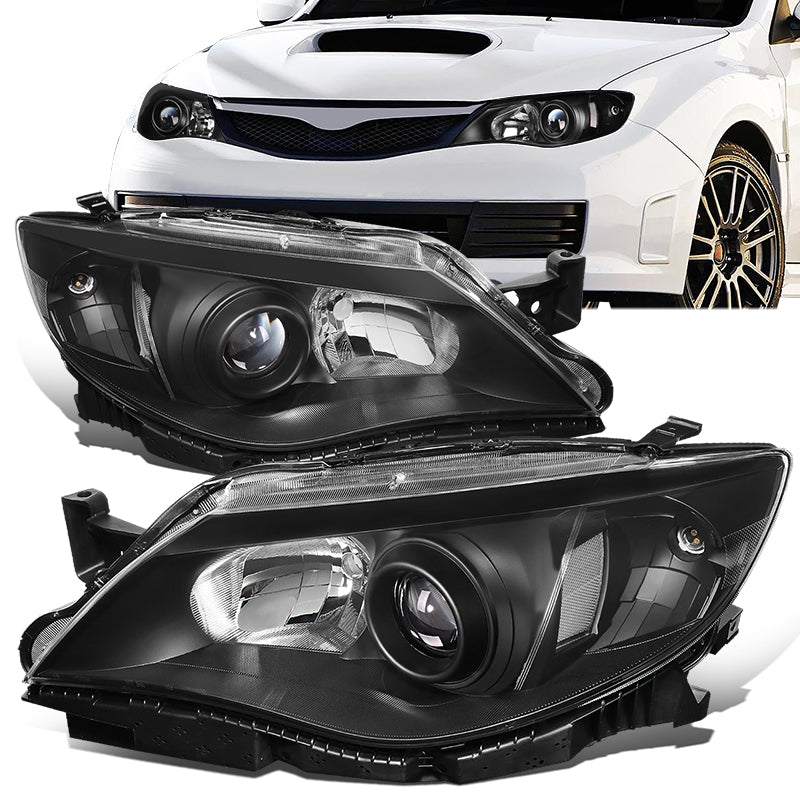 DNA Motoring, 08-11 Subaru Impreza Projector Headlights - Black Housing with Clear Corner