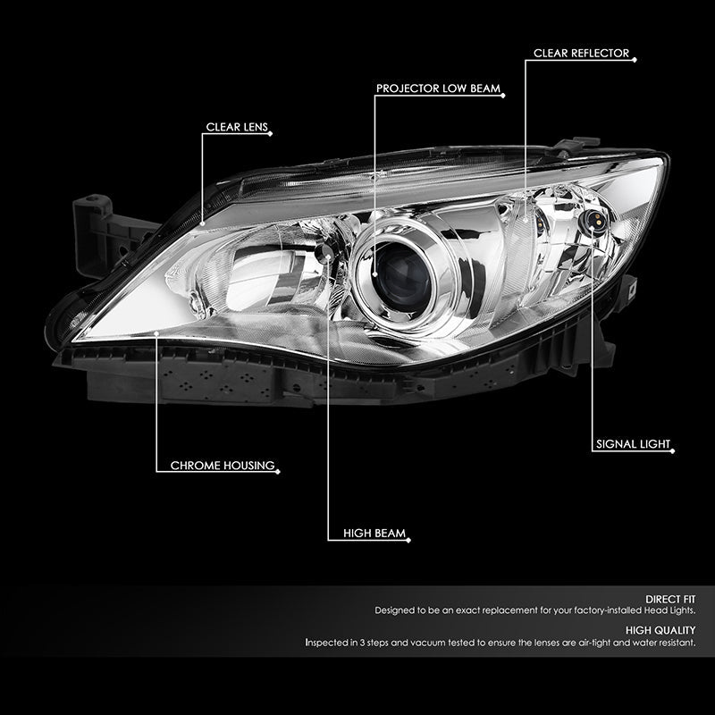 DNA Motoring, 08-11 Subaru Impreza Projector Headlights - Chrome Housing with Clear Corner