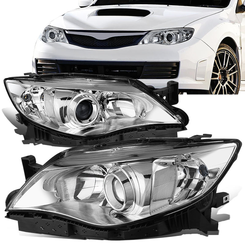 DNA Motoring, 08-11 Subaru Impreza Projector Headlights - Chrome Housing with Clear Corner