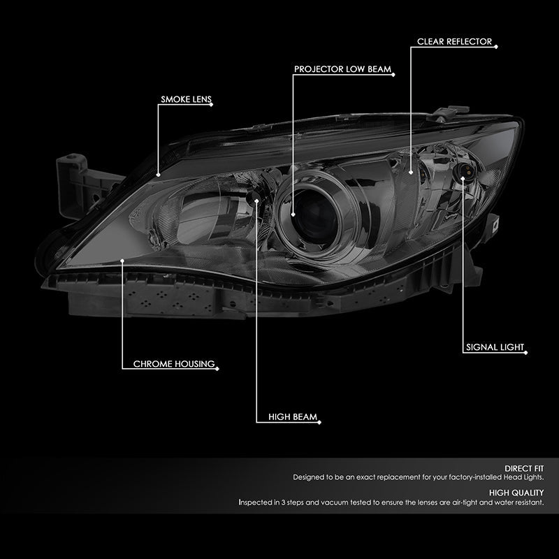 DNA Motoring, 08-11 Subaru Impreza Projector Headlights - Chrome Housing with Tinted Lens