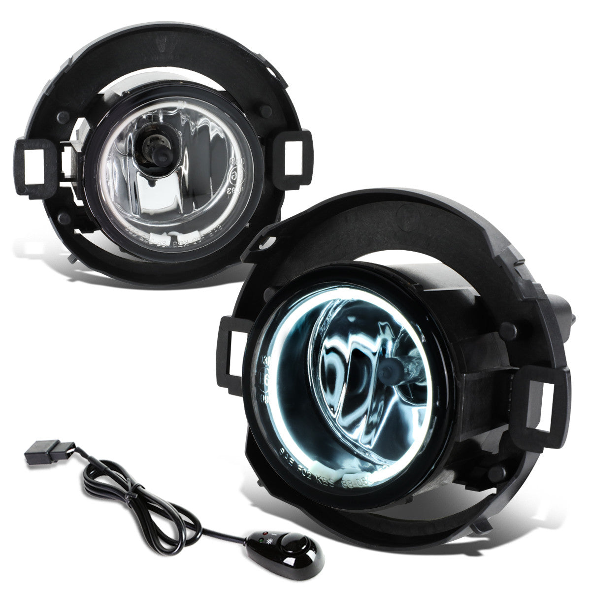 DNA Motoring, 08-18 Nissan Frontier 05-15 Xterra Clear Lens Halo-Ring Fog Lights - w/Switch