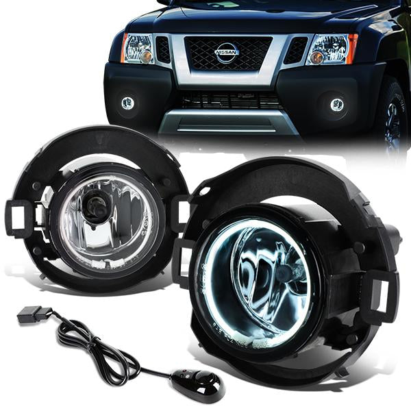 DNA Motoring, 08-18 Nissan Frontier 05-15 Xterra Clear Lens Halo-Ring Fog Lights - w/Switch