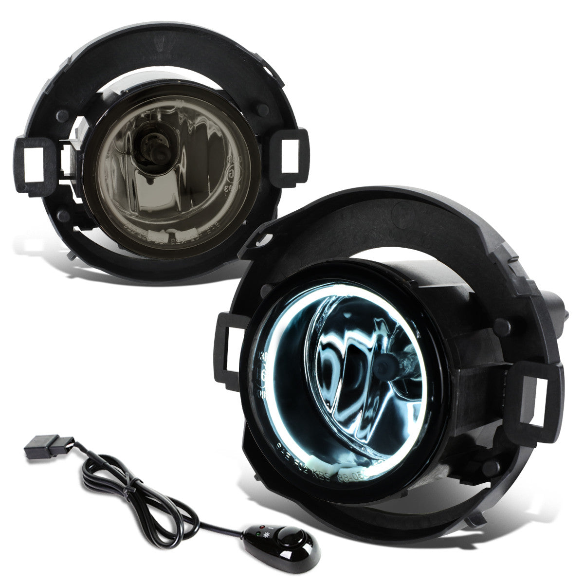 DNA Motoring, 08-18 Nissan Frontier 05-15 Xterra Smoked Lens Halo-Ring Fog Lights - w/Switch