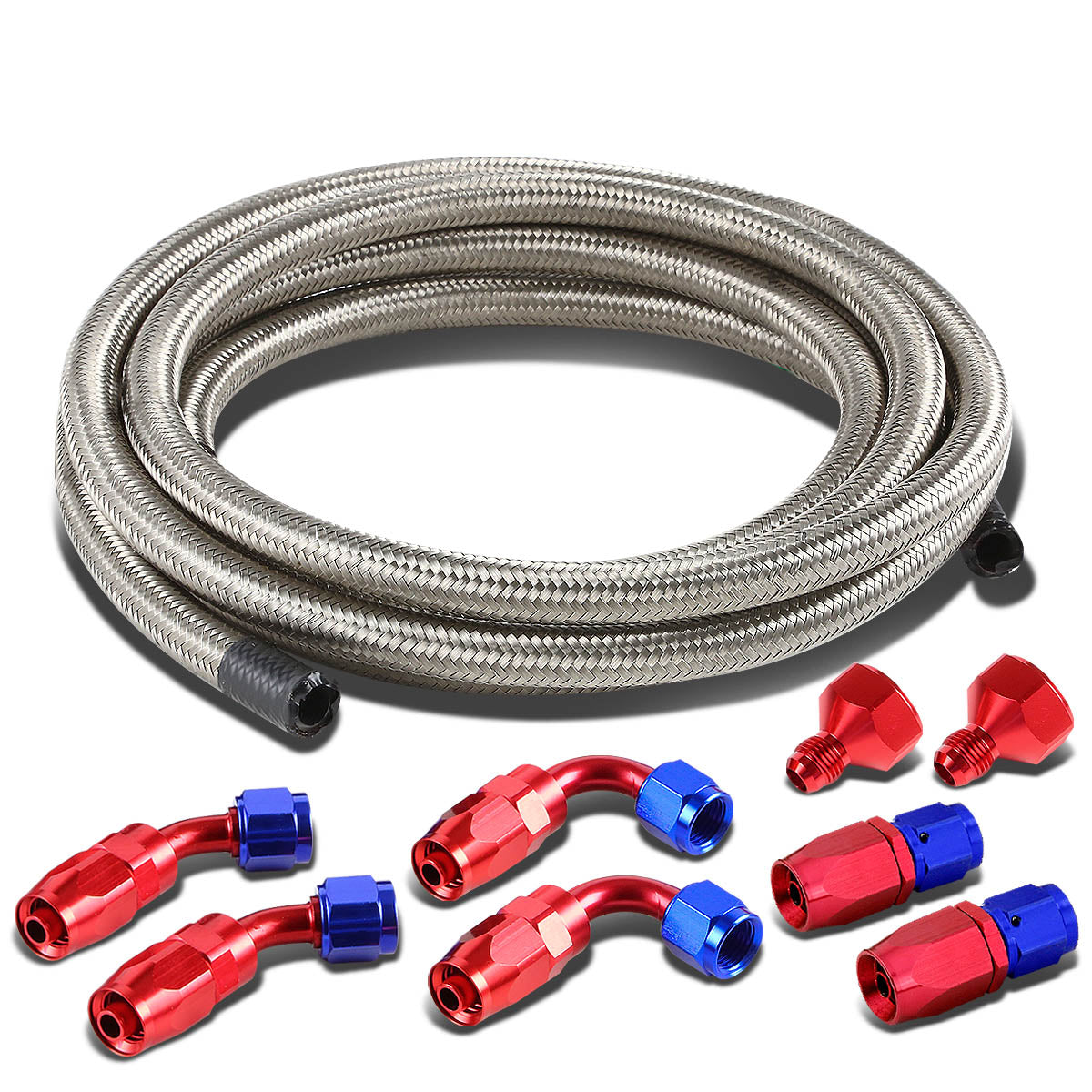 CAAP, 12' Stainless Steel Braided AN10-AN6 Fuel Tank Line Kit w/Fitting Adapter