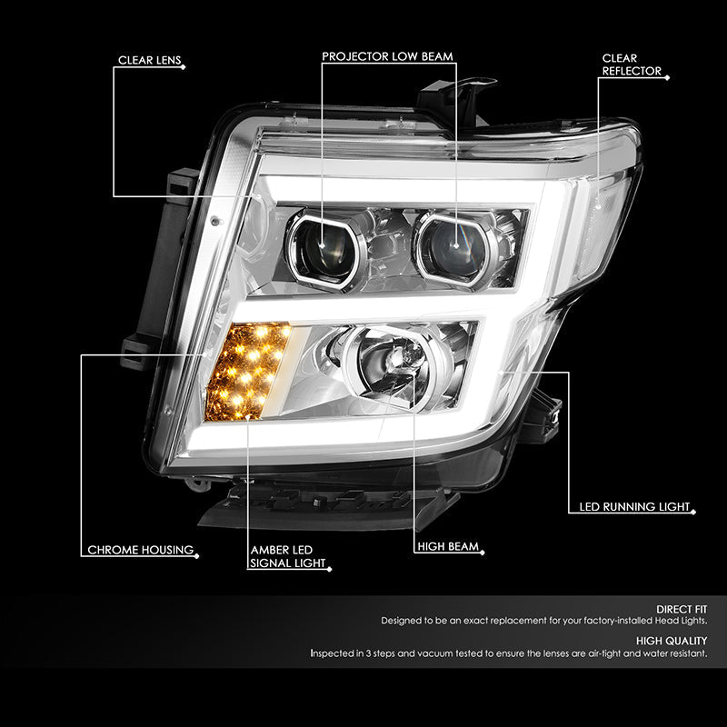 DNA Motoring, 16-22 Nissan Titan XD E-LED DRL Projector Headlights - Chrome Housing Clear Corner