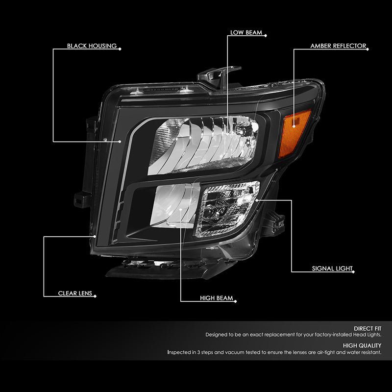 DNA Motoring, 16-22 Nissan Titan XD OE Style Headlights - Black Housing Amber Corner