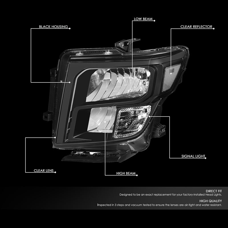 DNA Motoring, 16-22 Nissan Titan XD OE Style Headlights - Black Housing Clear Corner