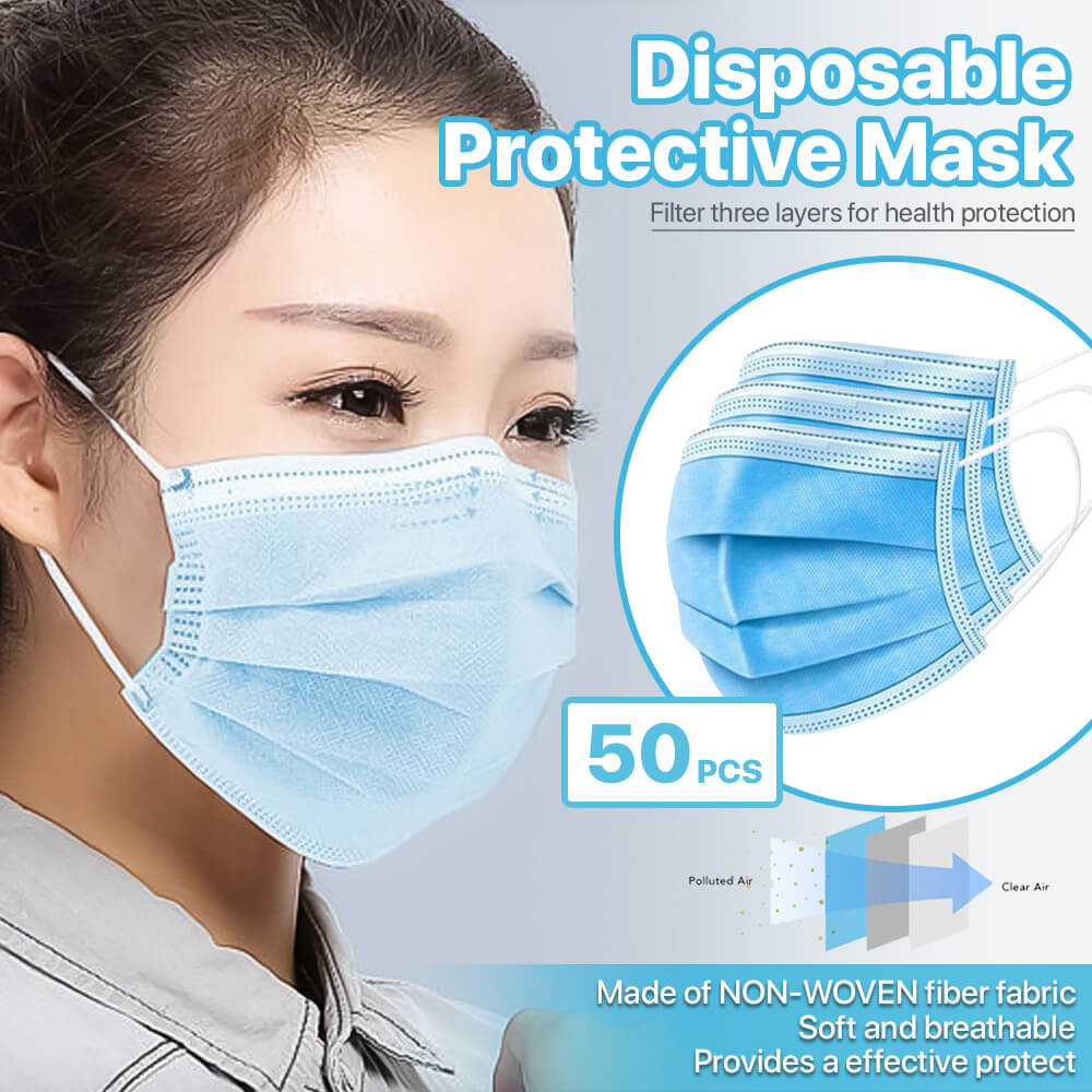 CAAP, [2-3 Days Priority Shipping] Protective Disposable Face Masks 3-Layer Earloop - 50Pcs