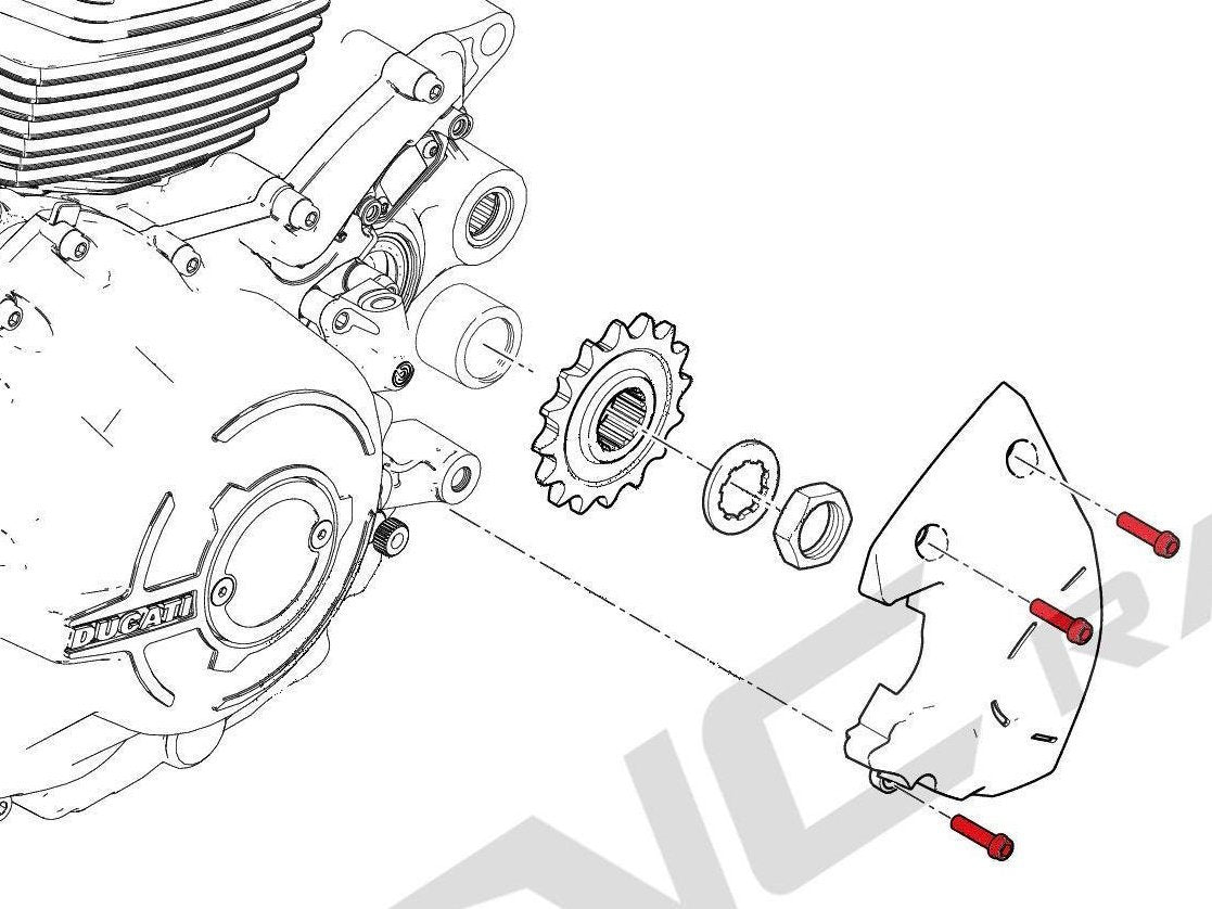 CNC Racing, KV383X - CNC RACING Ducati Multistrada 1260 Front Sprocket Cover Titanium Screws (M6x20)