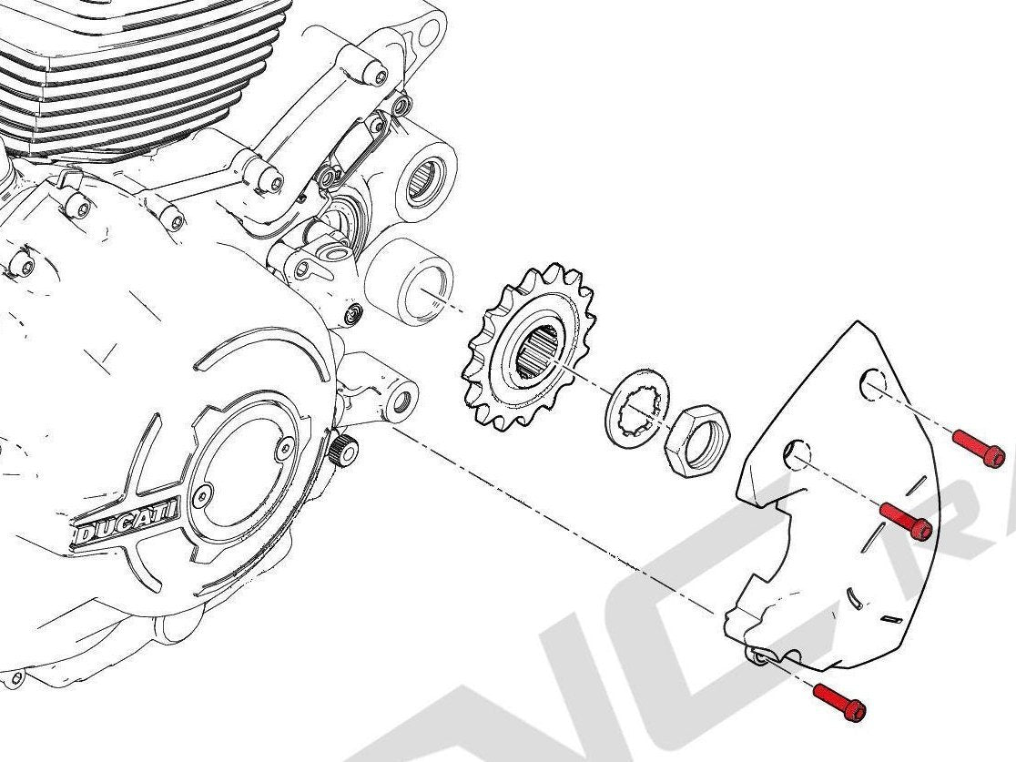 CNC Racing, KV384X - CNC RACING Ducati Front Sprocket Cover Titanium Screws set (M6x16)